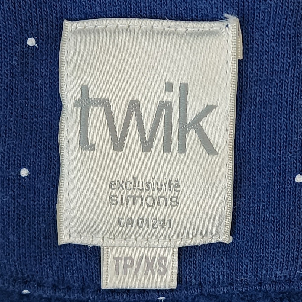 TWIK Sweatshirt Jacket Womens XS Navy Polkadot Jersey Preppy Full Zip Military - Picture 6 of 13